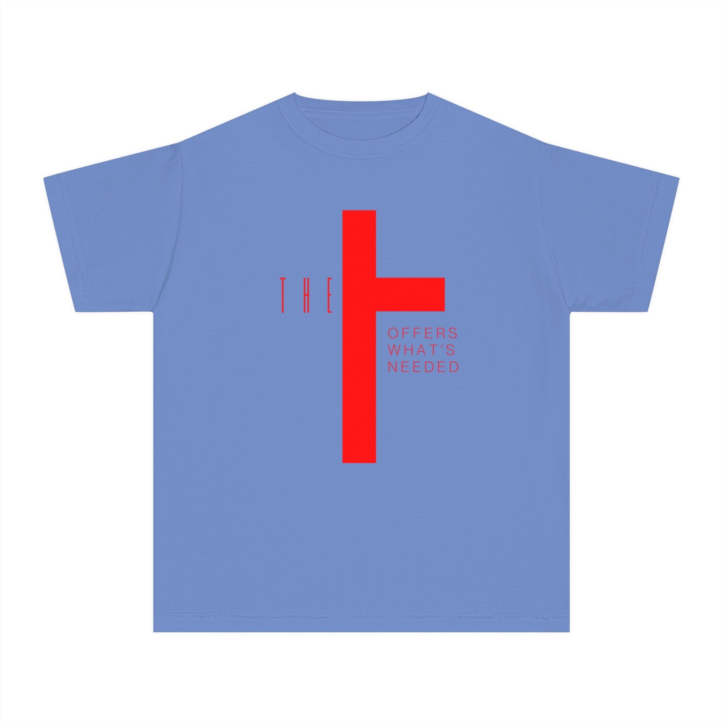 Youth T-Town Christian Red Letters & Cross