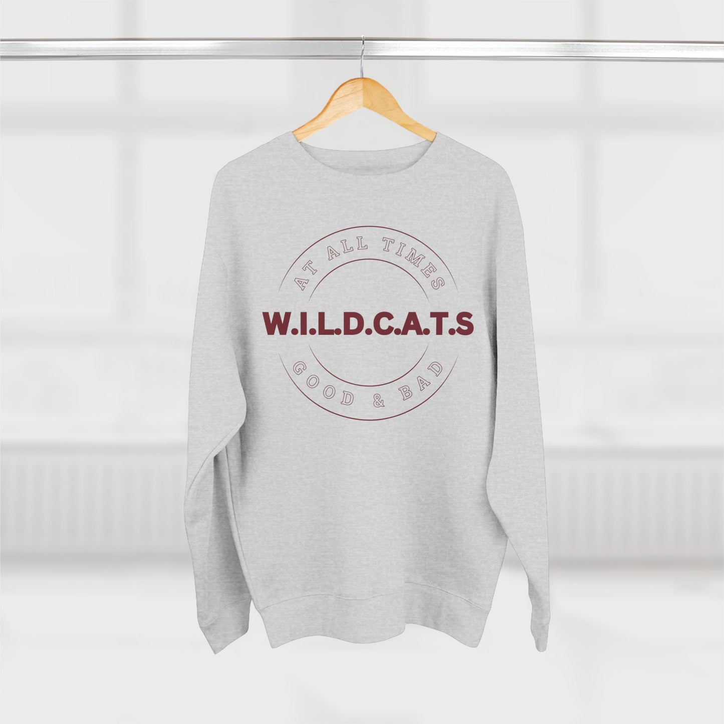 Wildcats Christian Marron Letters & Picture Crewneck