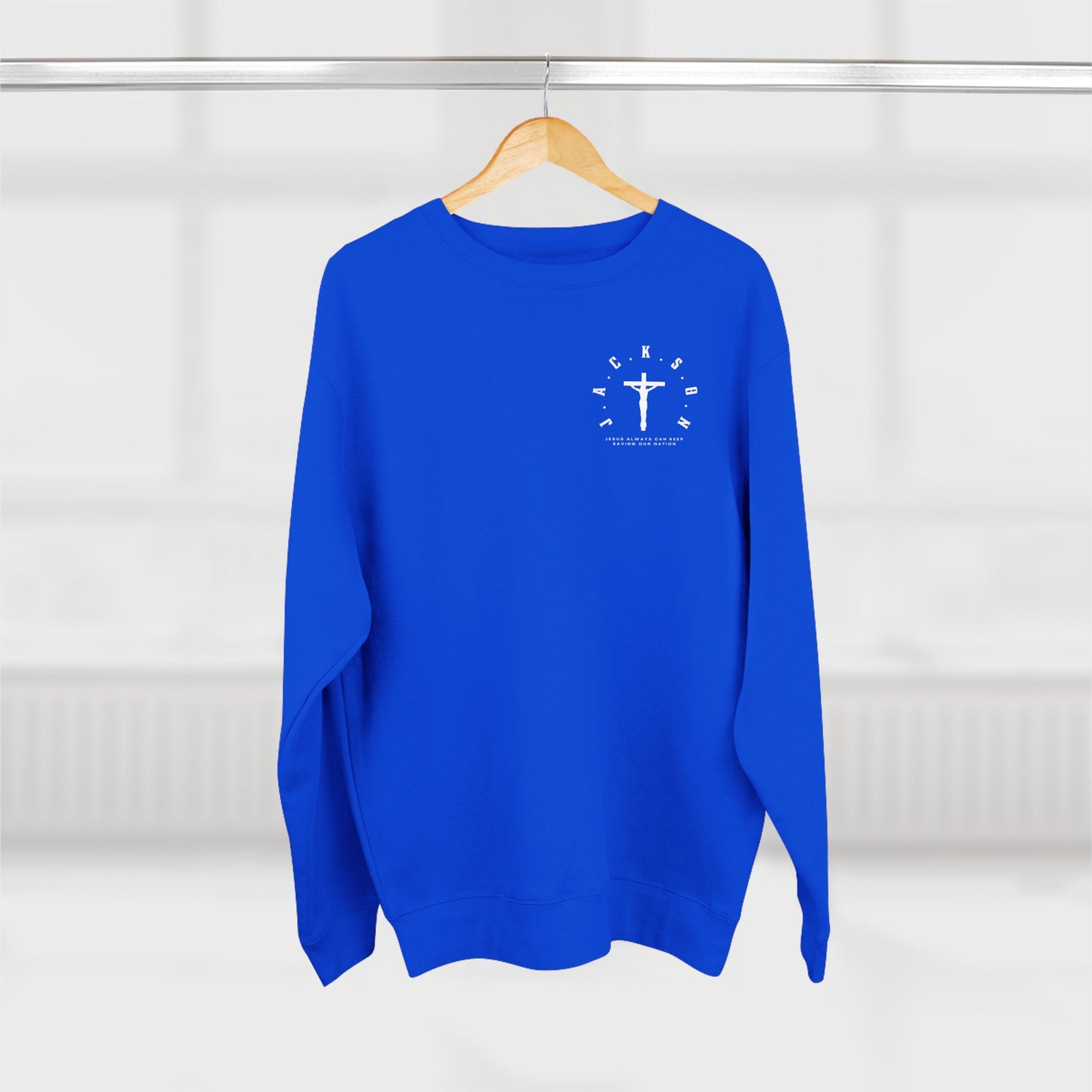 Jackson White Cross & Letters Crewneck