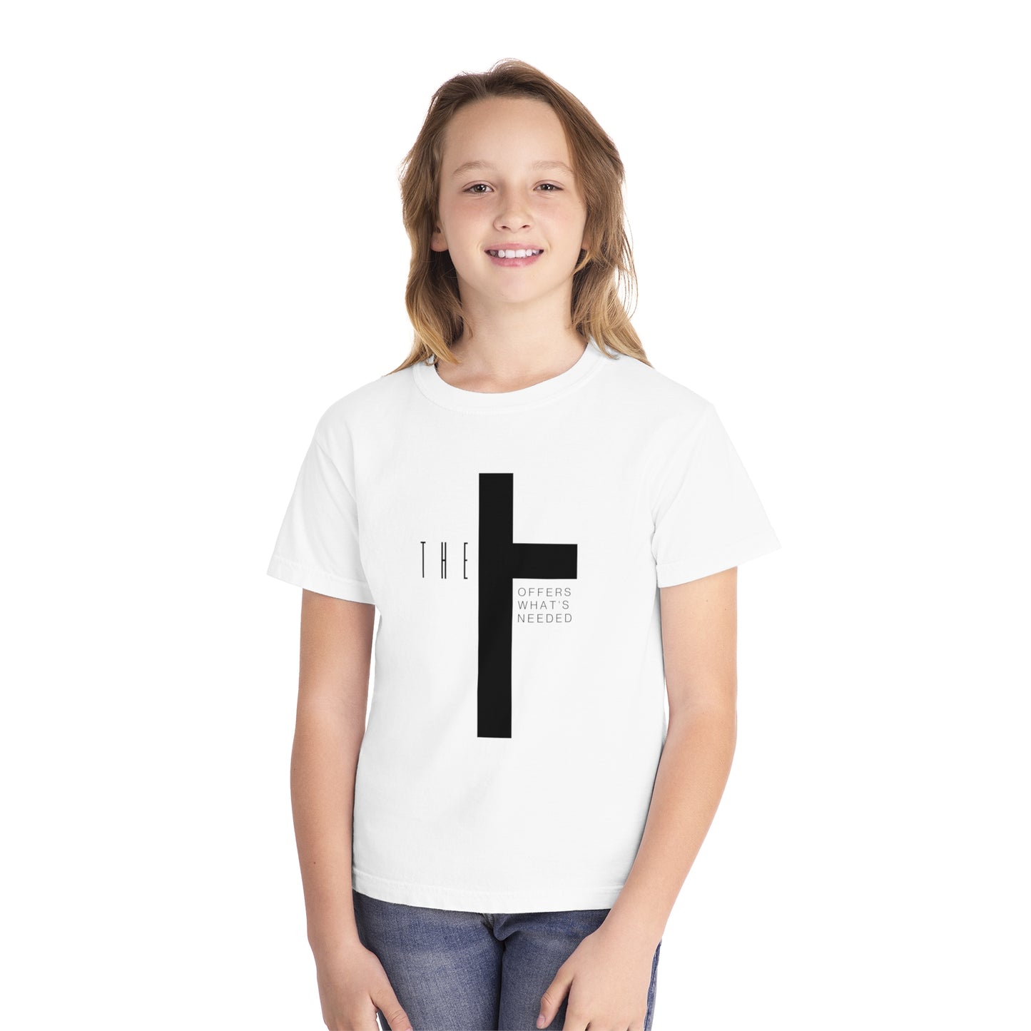 Youth T-Town Christian Black Letters & Cross