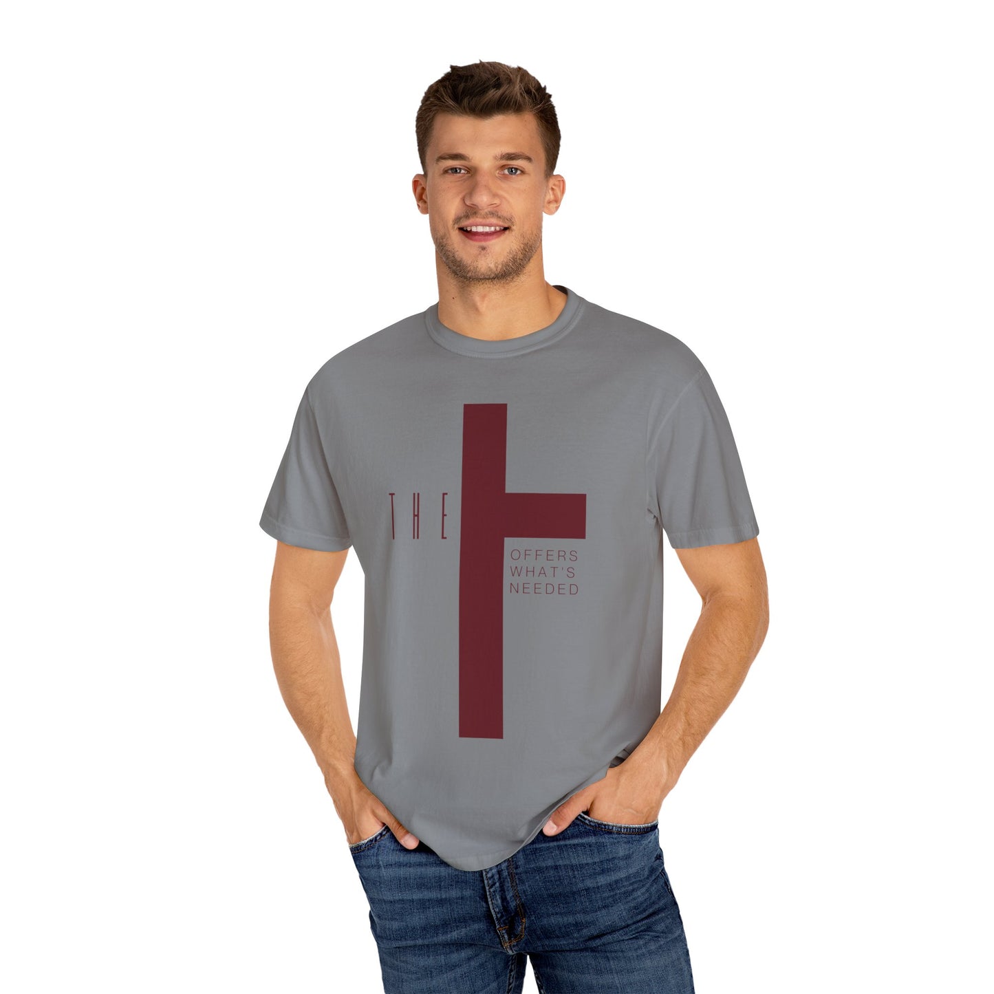 Adult T-Town Christian Marron Letters & Cross