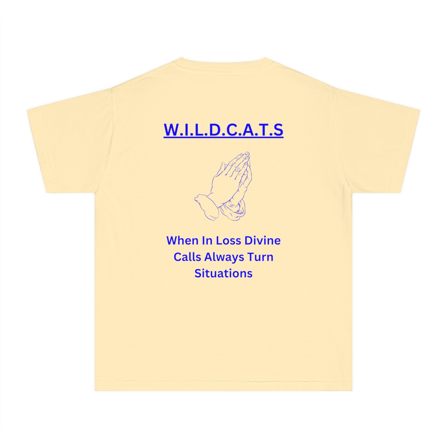 Youth Wildcats Christian Blue Letters & Picture