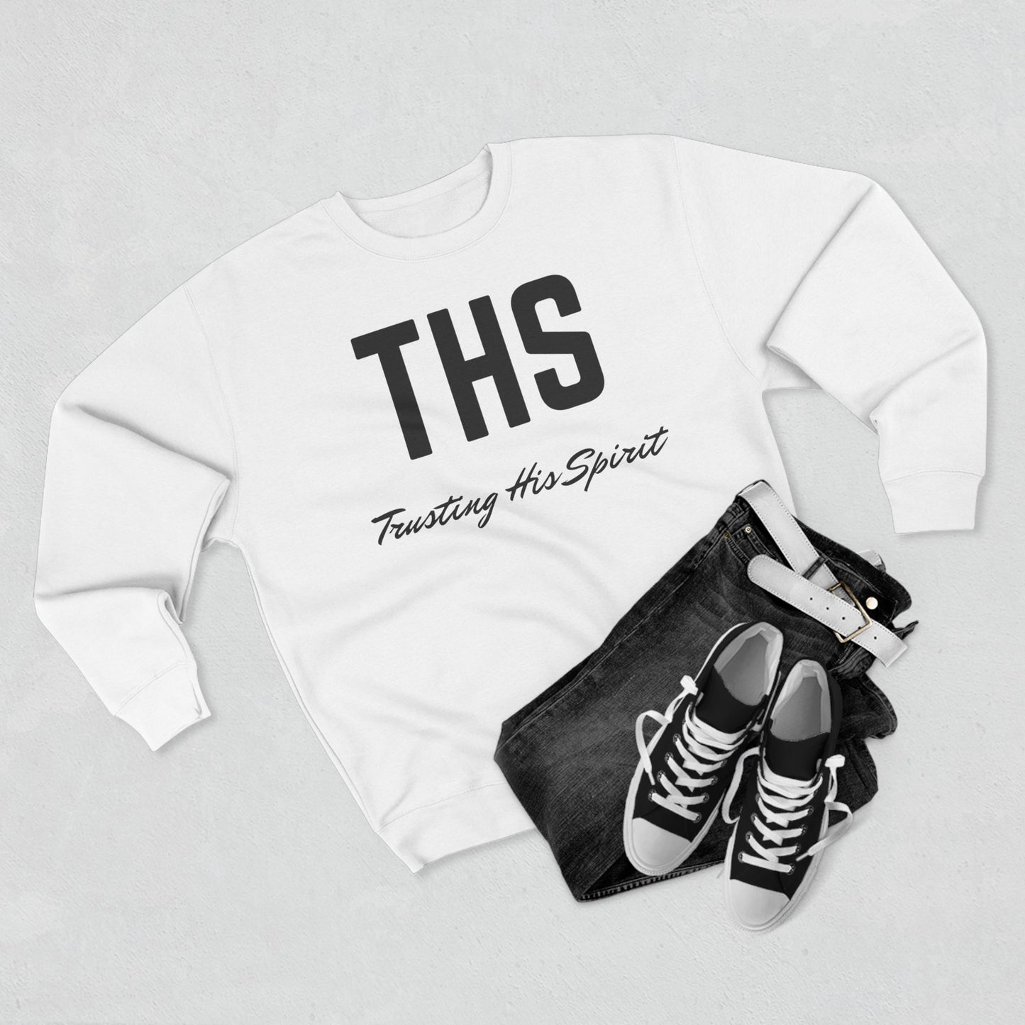 Adult THS Christian Black Letters Crewneck