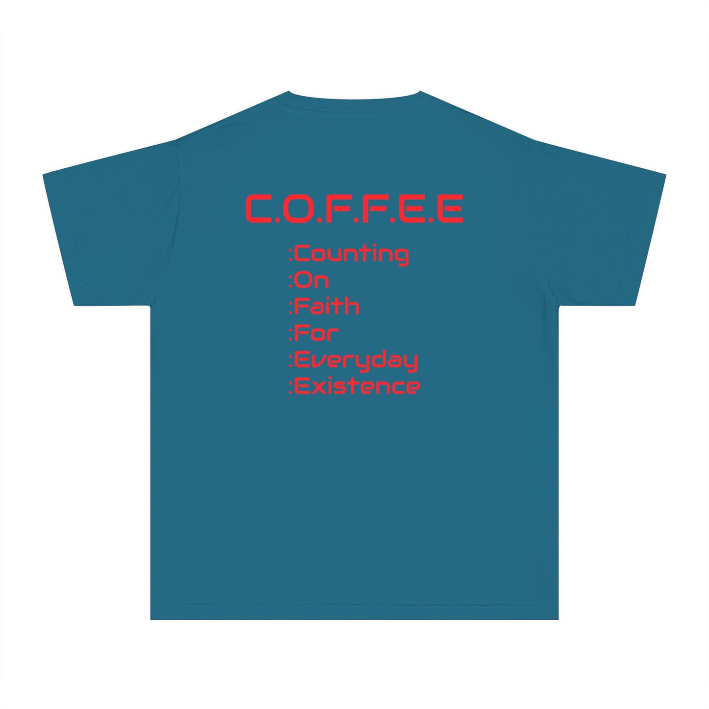 Youth Adult Coffee Christian Red Words Only