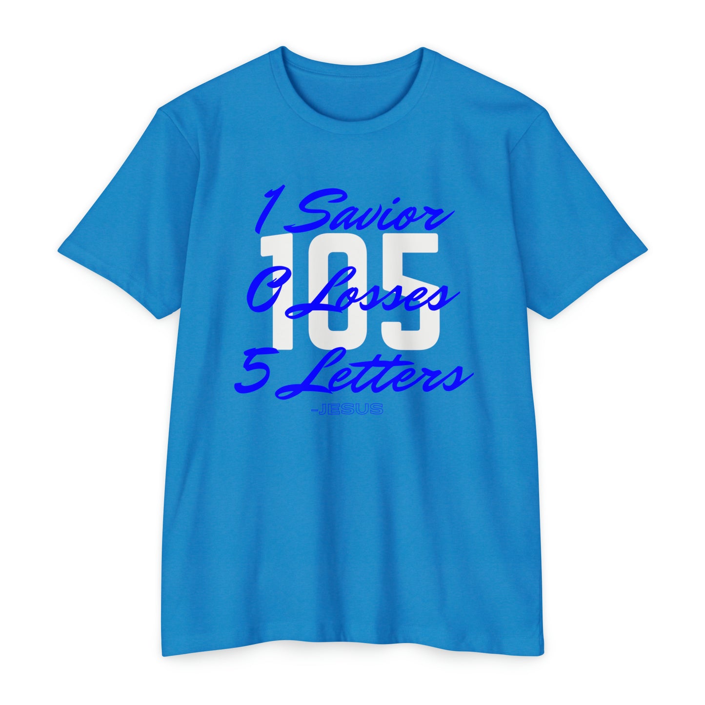 Adult 105 Christian Blue and White Letters Blended