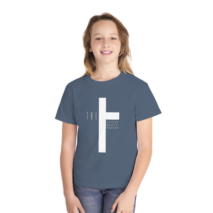 Youth T-Town Christian White Letters & Cross