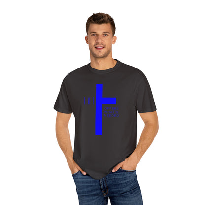 Adult T-Town Christian Blue Letters & Cross